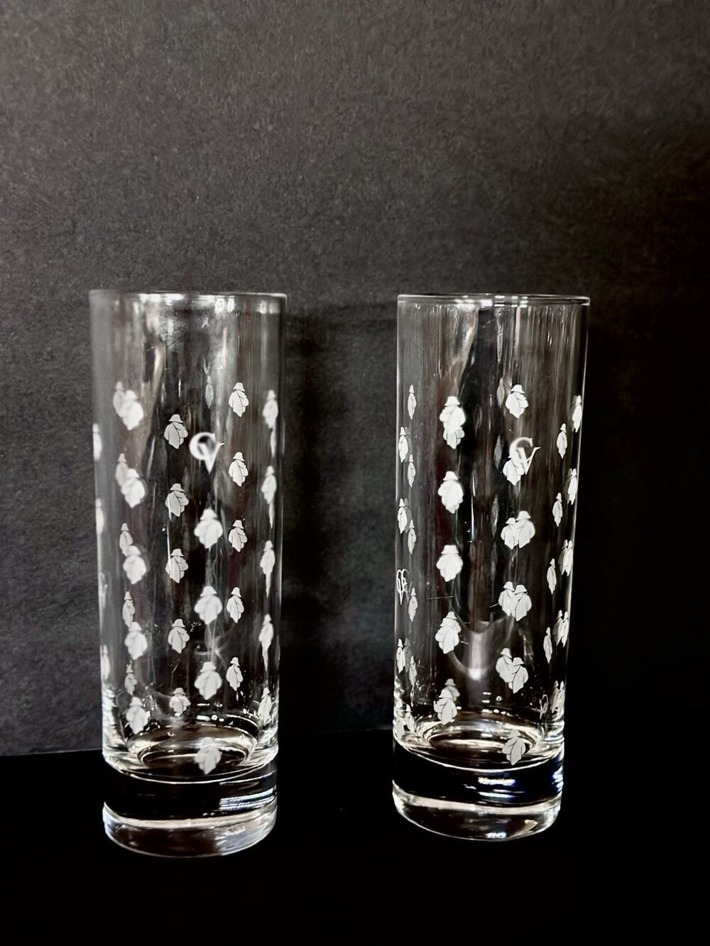 Courvoisier Highball Cocktail Glasses 6" Etched CV Napoleon Cognac Logo Set of 2